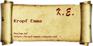 Kropf Emma névjegykártya
